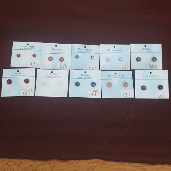 Hand Crafted Jewelry - 10 Different Healing Stone Studs